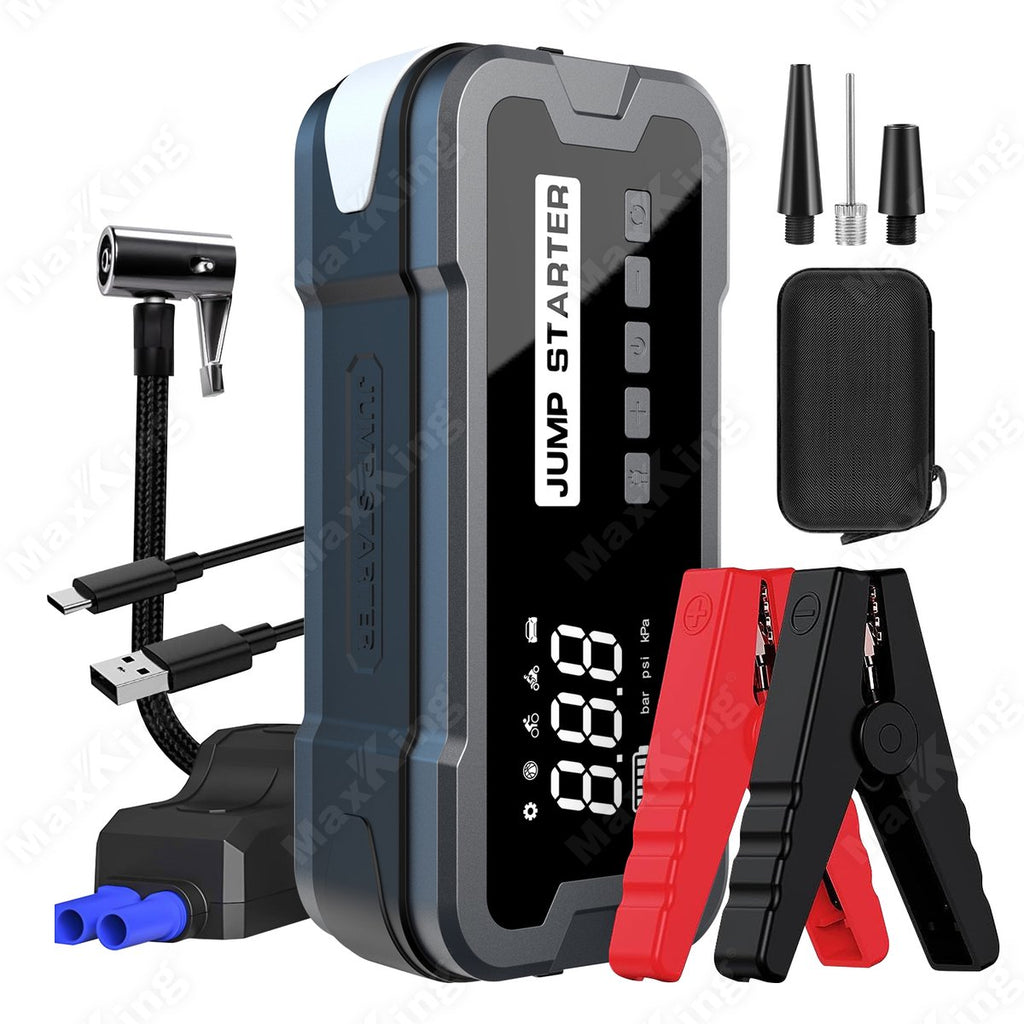 Auto Jumpstarter met Luchtcompressor 4000A – 24000 Mah – Powerbank & Bandenpomp – USB-C PD 65W – LED Licht – Voor Auto, Motor & Boot