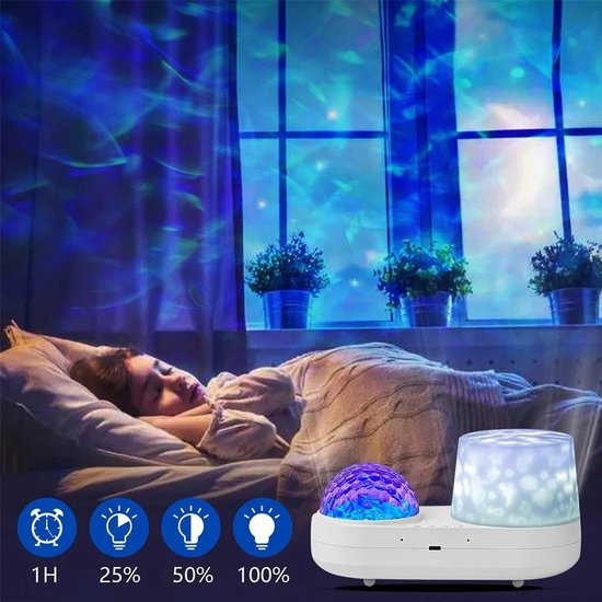 Kinder Sterren- & Oceaanprojector Nachtlampje – Galaxy Projector met 6 Projecties, 12 Kleuren & USB-C – Sterrenhemel voor Kinderen