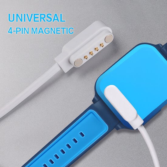 Oplaadkabel GPS Horloge Kind – USB Oplader voor Kinder Smartwatch – 4-Pin Magnetische Oplader – Wit