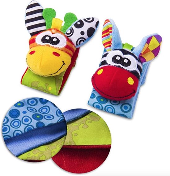 Jumalu Baby rammelaar set | Baby rammelaar sokken en rammelaar armbanden|4-delig rammelaar set | voor de allerkleinste |Pols- en Voetrammelaar set| 0 t/m 24 maanden